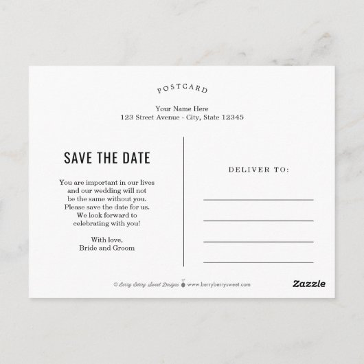 スクリプト予測できな編集可能カラー日付の保存 ポストカード (裏面)