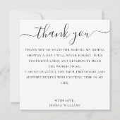 スクリプト付きミニマルエレガントリストブライダルシャワー サンキューカード (正面)