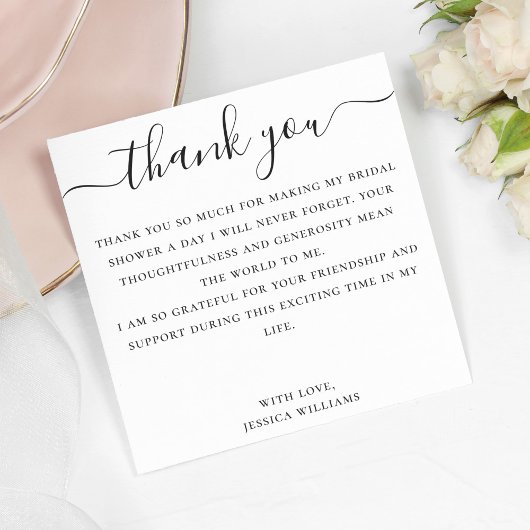 スクリプト付きミニマルエレガントリストブライダルシャワー サンキューカード