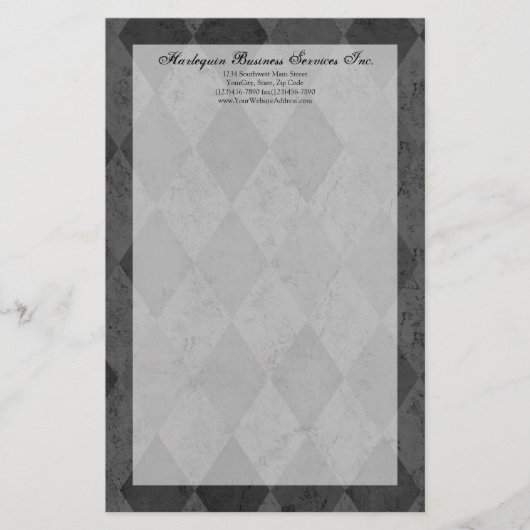 スクリプト付き黒と木炭のハーレキン 便箋 (正面)