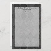 スクリプト付き黒と木炭のハーレキン 便箋 (正面/裏面)