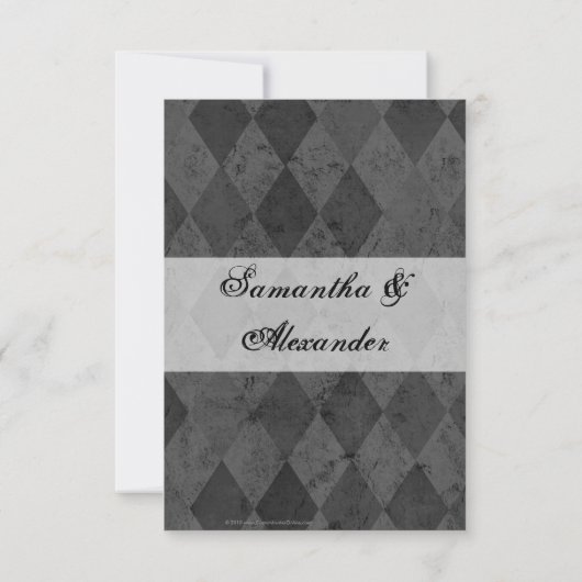 スクリプト付き黒と木炭のハーレキン 出欠カード (裏面)