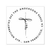 スクリプト信仰クロスラウンド差出人住所 セルフインキングスタンプ (デザイン)