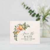 スクリプト優雅な結婚式の柑橘系の植物モダンアン 案内ポストカード (スタンド正面)