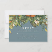 スクリプト優雅な結婚式の柑橘系モダン植物 出欠カード (裏面)