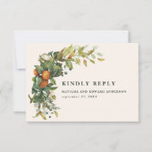 スクリプト優雅な結婚式の柑橘系モダン植物 出欠カード (正面)