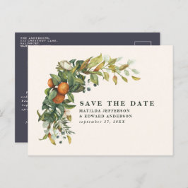 スクリプト優雅な結婚式の柑橘系モダン植物 案内ポストカード