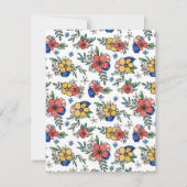 スクリプト内の美しい黄色のコーラルブルーフローラ名 ノートカード (裏面)