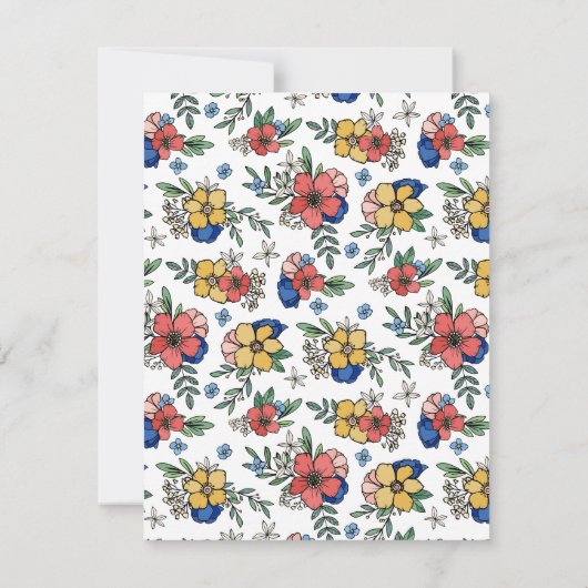 スクリプト内の美しい黄色のコーラルブルーフローラ名 ノートカード (裏面)