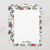 スクリプト内の美しい黄色のコーラルブルーフローラ名 ノートカード (正面/裏面)