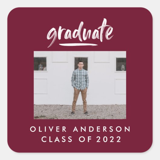 スクリプト写モダン真バーガン式卒業 スクエアシール (正面)