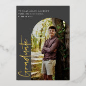 スクリプト化されたアーチフォト卒業フォイル招待状 箔招待状 (正面)