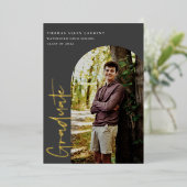 スクリプト化されたアーチフォト卒業フォイル招待状 箔招待状 (立ち正面)