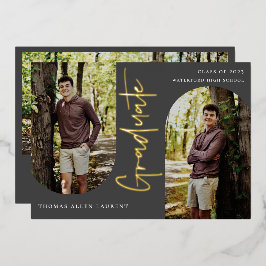 スクリプト化されたアーチフォト卒業フォイル招待状 箔招待状