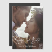 スクリプト化されたエレガンス | ミニマル写真日付の保存 マグネット招待状 (正面/裏面)