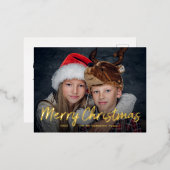 スクリプト化されたクリスマス |写真付きゴールドフォイル 箔シーズンポストカード (正面/裏面)