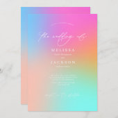 スクリプト化されたグラデーションミニマ結婚リストの白 招待状 (正面/裏面)
