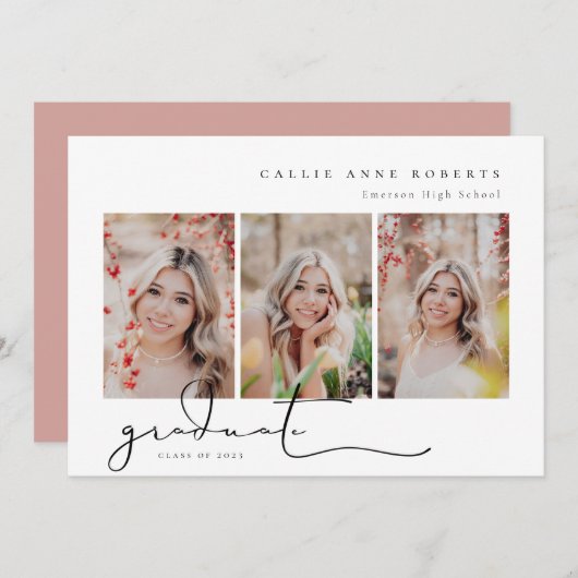 スクリプト化されたスナップショットの卒業写真の発表 案内状 (正面/裏面)