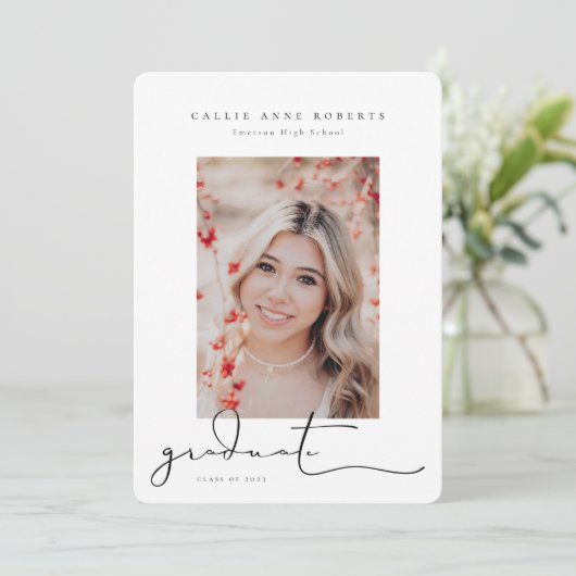 スクリプト化されたスナップショットの卒業写真の発表 案内状 (スタンド正面)