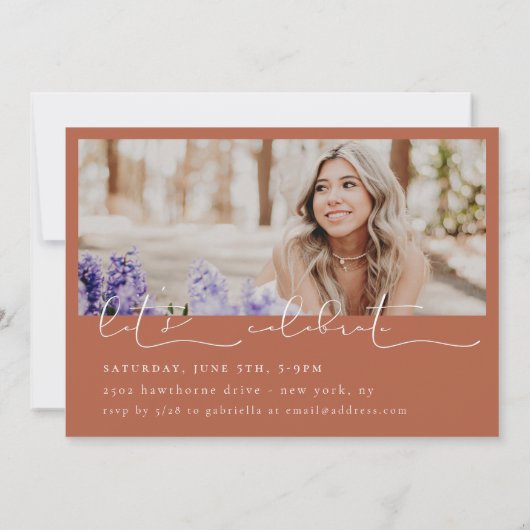 スクリプト化されたスナップショットの卒業写真 招待状 (裏面)