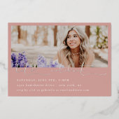 スクリプト化されたスナップショット写真の卒業 箔招待状 (裏面)