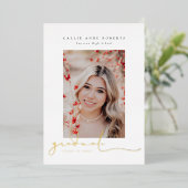 スクリプト化されたスナップショット写真の卒業 箔招待状 (立ち正面)