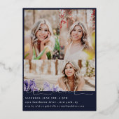 スクリプト化されたスナップショット写真の卒業 箔招待状 (裏面)