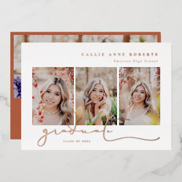 スクリプト化されたスナップショット写真の卒業 箔招待状