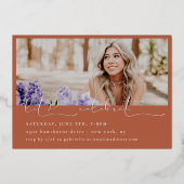 スクリプト化されたスナップショット写真の卒業 箔招待状 (裏面)