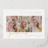 スクリプト化されたスナップショット写真の卒業 箔招待状 (正面)