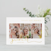 スクリプト化されたスナップショット写真の卒業 箔招待状 (立ち正面)