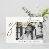 スクリプト化された金ゴールド写真の卒業 案内状 (スタンド正面)