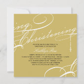 スクリプト化された《キリスト教》洗礼式や命名式モダンクロス金ゴールド宗教 招待状 (正面)