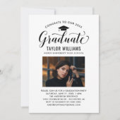 スクリプト卒業写真 グラッドパーティー モノクロ 招待状 (正面)