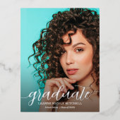 スクリプト卒業発表箔はがき 箔招待状ポストカード (正面)