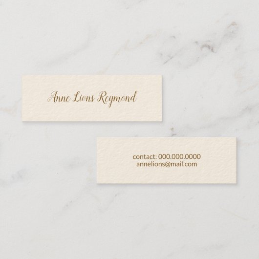 スクリプト名のシグネチャークリーム名刺 スキニー名刺 (正面/裏面)