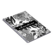 スクリプト名の追加 |黒色植物花パターン ノートブック (右側)