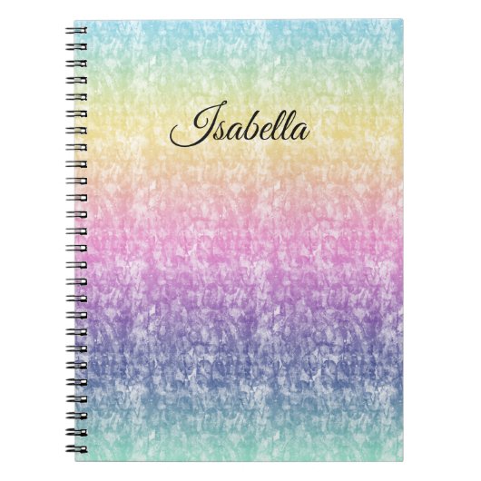 スクリプト名またはテキスト付きパステルレインボー ノートブック (正面)