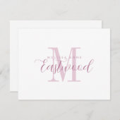 スクリプト名エレガントピンクモノグラムフラットノートカード ノートカード (正面/裏面)