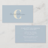 スクリプト名オーバーレイ付きライトブルーモノグラム 名刺 (正面/裏面)