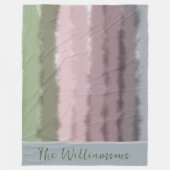 スクリプト名グラデーション紫の緑のグレーストライプのモダン フリースブランケット (正面)