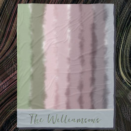 スクリプト名グラデーション紫の緑のグレーストライプのモダン フリースブランケット