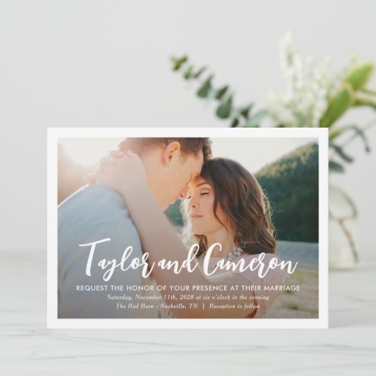 スクリプト名シンプルのフォト結婚式招待状 招待状 (スタンド正面)