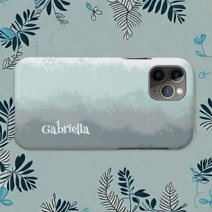 スクリプト名シンプルグラデーションティール（緑がかった色）モダン抽象芸術行 iPhone 11 PROケース