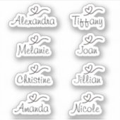 スクリプト名シールとハートビニールシール シール (正面)