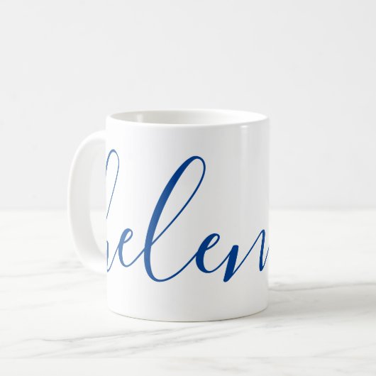 スクリプト名パーソナライズされたギフトカスタム青マグ コーヒーマグカップ (正面左)