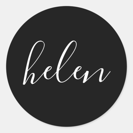 スクリプト名パーソナライズされた黒エレガント ラウンドシール (正面)