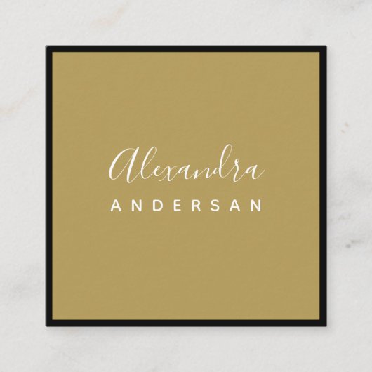 スクリプト名プロフェッショナル金ゴールドモダン黒 スクエア名刺 (正面)