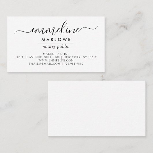 スクリプト名メイクアップアーティストの名刺 名刺 (正面/裏面)