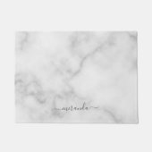 スクリプト名モダン白パーソナライズされた大理石 ドアマット (正面)